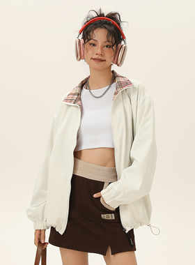 ADER DANCE春秋季新款休闲情侣休闲时尚两面穿日系港风格子夹克