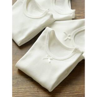 A类两件装 儿童纯棉秋衣 男女童全棉内衣白色打底衫中大童春秋款