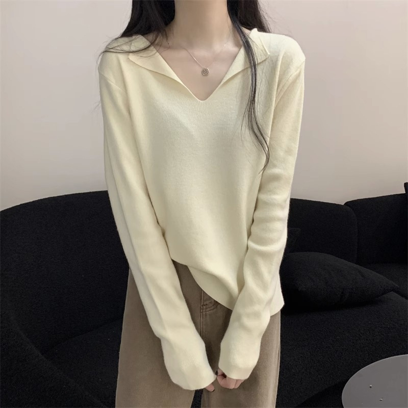 设计感v领小众针织衫女装