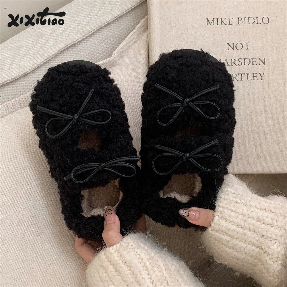 细细条 韩系蝴蝶结儿童毛毛鞋冬季亲子芭蕾风女童宝宝室外豆豆鞋,居家布艺,居家棉拖/棉鞋,淘宝优惠券,粉丝福利购,淘宝优惠卷