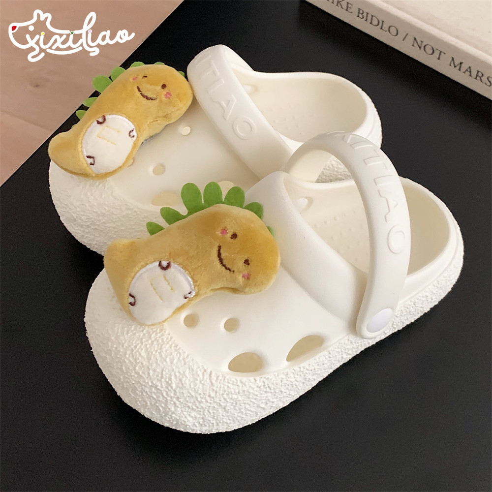 细细条 夏季男童女童软底卡通洞洞鞋趣味搞怪恐龙儿童外穿沙滩鞋