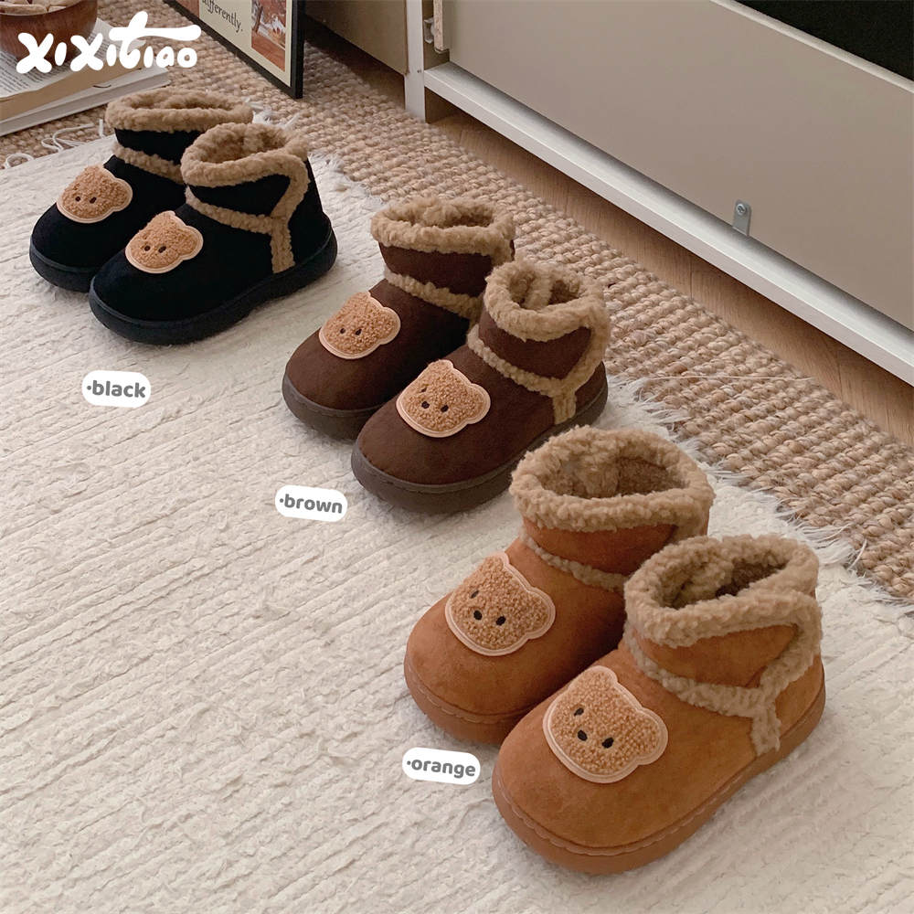 可爱小熊个性休闲魔术贴雪地靴