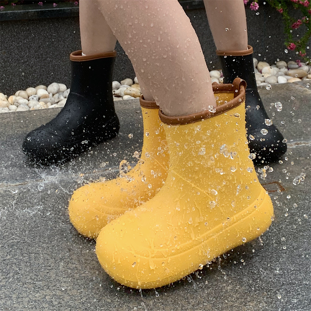 细细条拼色中筒雨靴四季舒适百搭亲子防水防滑网红女士ins雨鞋夏