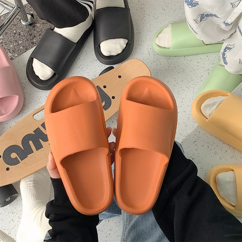 踩屎感防臭eva厚底纯色凉拖鞋