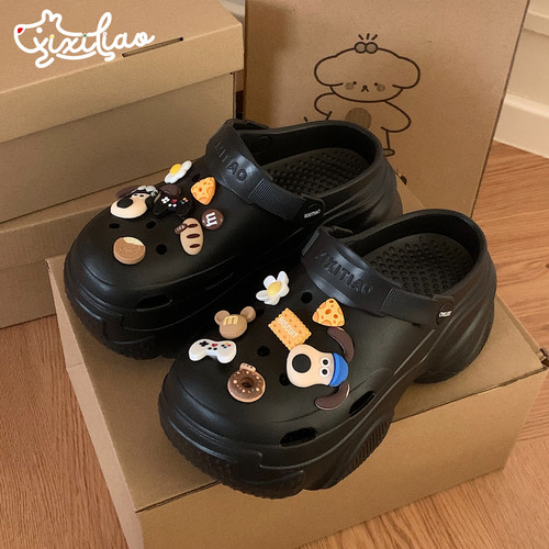 网红可爱狗狗EVA软厚底洞洞鞋