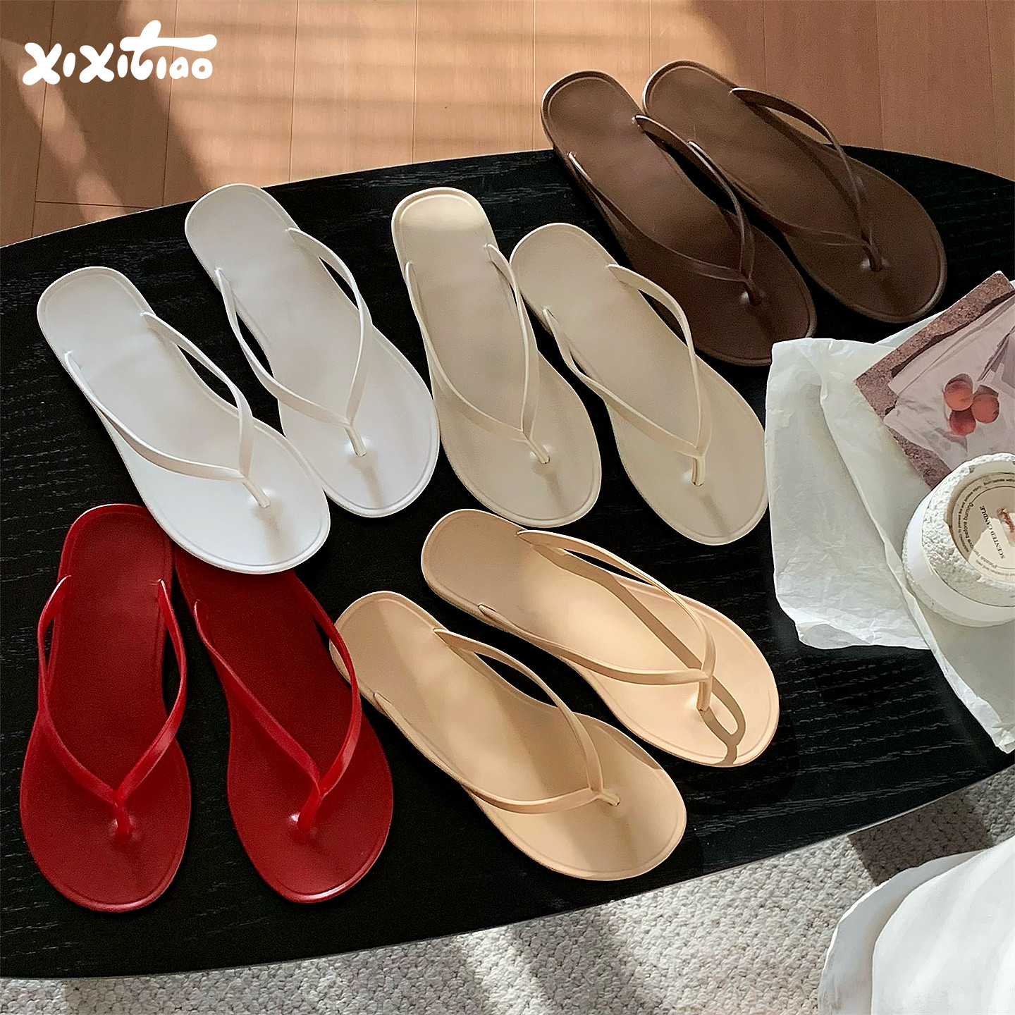 细细条 时尚水晶网红平底防滑人字拖女夏韩系简约海边度假沙滩鞋,居家布艺,居家凉拖/凉鞋,淘宝优惠券,粉丝福利购,淘宝优惠卷