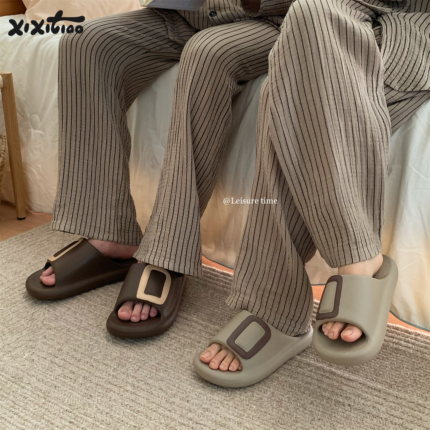 细细条 情侣时尚室内外软底凉拖韩版ins男女夏季居家防滑一字拖鞋