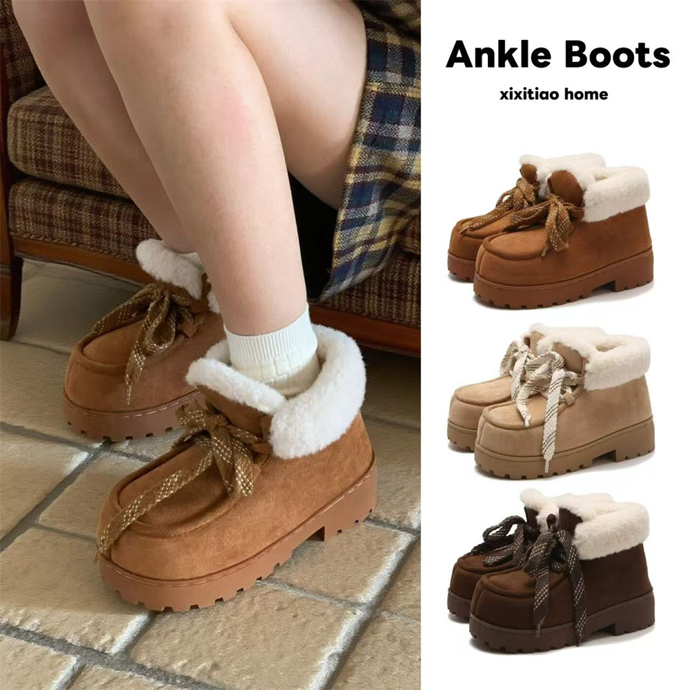 细细条 时尚系带中筒雪地靴女冬季加绒保暖防滑厚底短靴棉靴子ins,女鞋,时尚雪地靴,淘宝优惠券,粉丝福利购,淘宝优惠卷