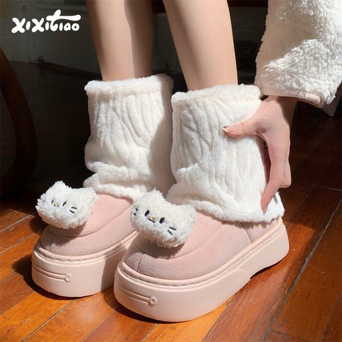 可爱小猫咪防滑户外穿加厚雪地靴