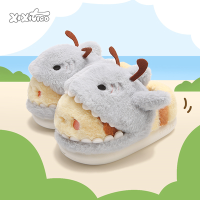 细细条棉拖鞋鲨bee包跟毛毛拖