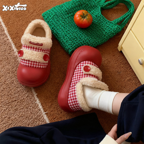 韩系撞色拼接户外保暖棉鞋