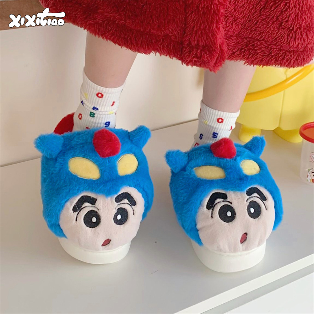 可爱蜡笔小新动感超人冬毛毛鞋