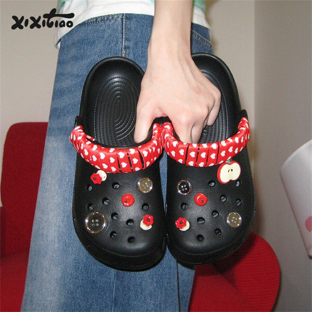 趣味可爱红苹果eva防滑洞洞鞋