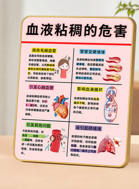创意血液粘稠危害健康知识提示牌诊所养生馆桌面装饰摆件