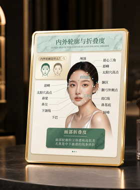 美容院面部内外轮廓折叠度展示摆件医美机构前台轻奢装饰摆台