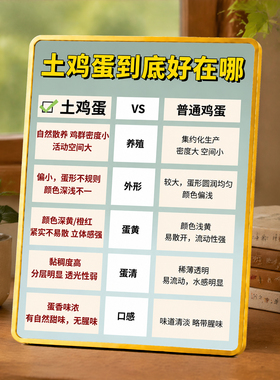 土鸡蛋到底好在哪对比展示牌生鲜卖货桌面装饰宣传摆件立牌