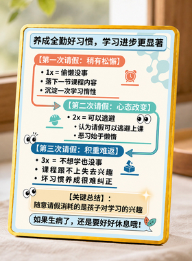 养成全勤好习惯学习进步提示摆件学生书桌桌面装饰立牌