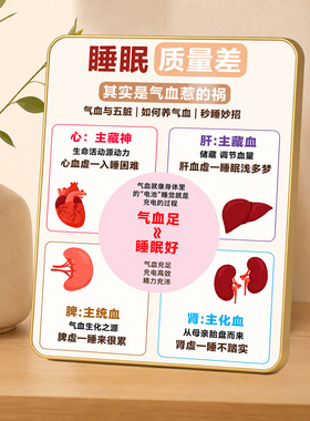 睡不好睡眠质量差气血养生知识摆台卧室书桌装饰摆件