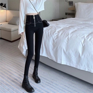 打底裤冬黑色高腰秋春铅笔裤小脚网红长裤高腰拉链2026百搭夏女裤
