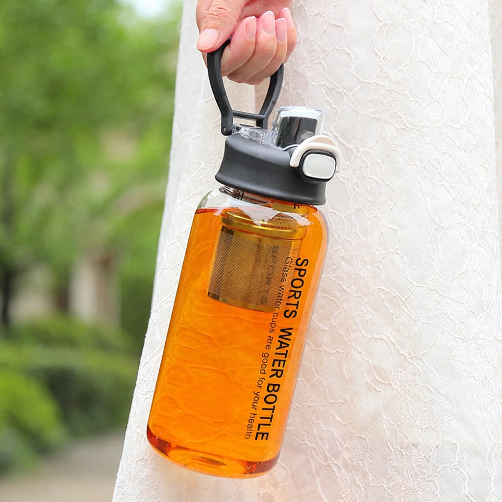 玻璃水杯大容量耐高温1升茶水分离泡茶杯男女夏季运动水壶1000ml