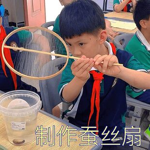 蚕丝扇子diy材料包含蚕茧新中式配件装饰扇古风空白手工竹骨圆扇