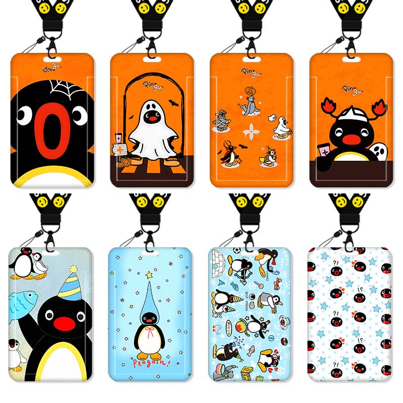 pingu企鹅卡套高颜值ins风饭卡校园卡保护套公交卡学生水卡证件小卡片套工作证工牌证件套校牌挂绳可爱风周边
