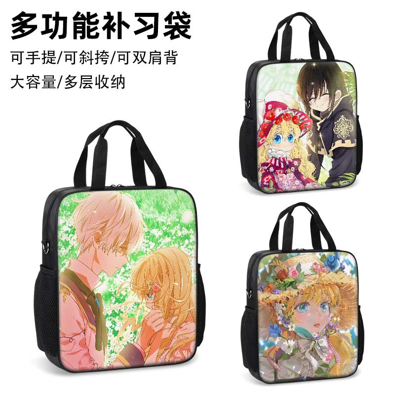 某天成为公主补习袋2025新款男孩小学生作业手提袋女学生拎书袋初中生补课包轻便帆布包儿童美术袋手提包斜跨