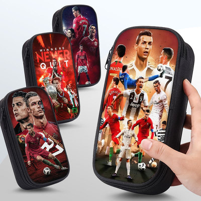 C罗笔袋足球罗纳尔多小学生文具盒初中生铅笔盒大容量儿童女生男孩2025新款超火网红爆款男生文具铅笔袋周边