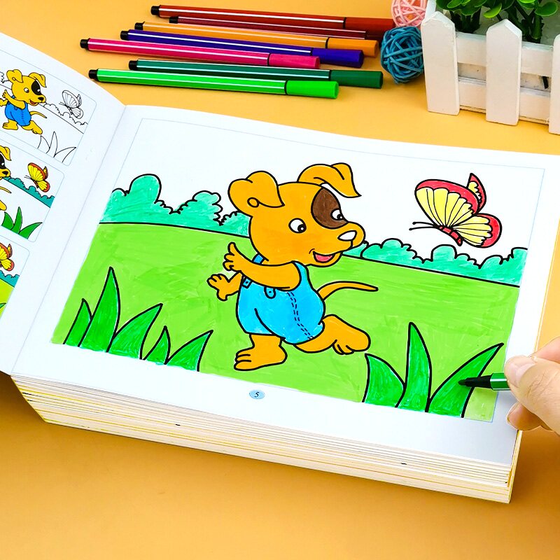 彩笔画涂色书画画本儿童幼儿园小学生女童公主一年级宝宝美术涂鸦