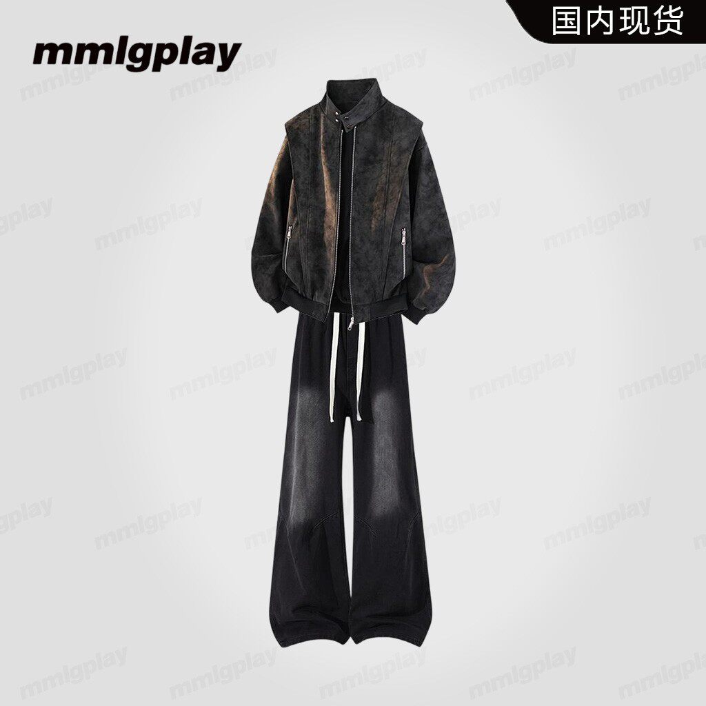 mmlgplay街头痞帅夹克男春季新款复古高级感时尚宽松休闲轻奢外套