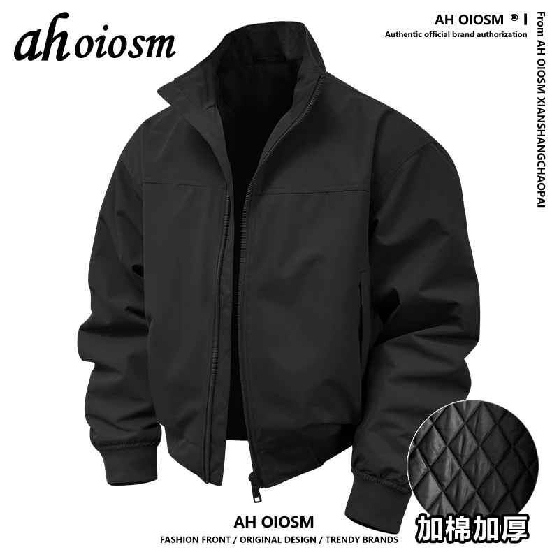 AH OIOSM教练夹克男冬季加棉加厚解构痞帅防风挺括有型飞行员外套,男装,大码上装,淘宝优惠券,粉丝福利购,淘宝优惠卷