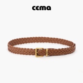 CEMA皮带女头层牛皮编织真皮时尚 卓沅同款 休闲高级感腰带