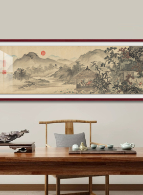 唐寅图山水画客厅挂画装饰画
