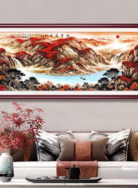 欧慕客厅沙发背景墙新中式山水画