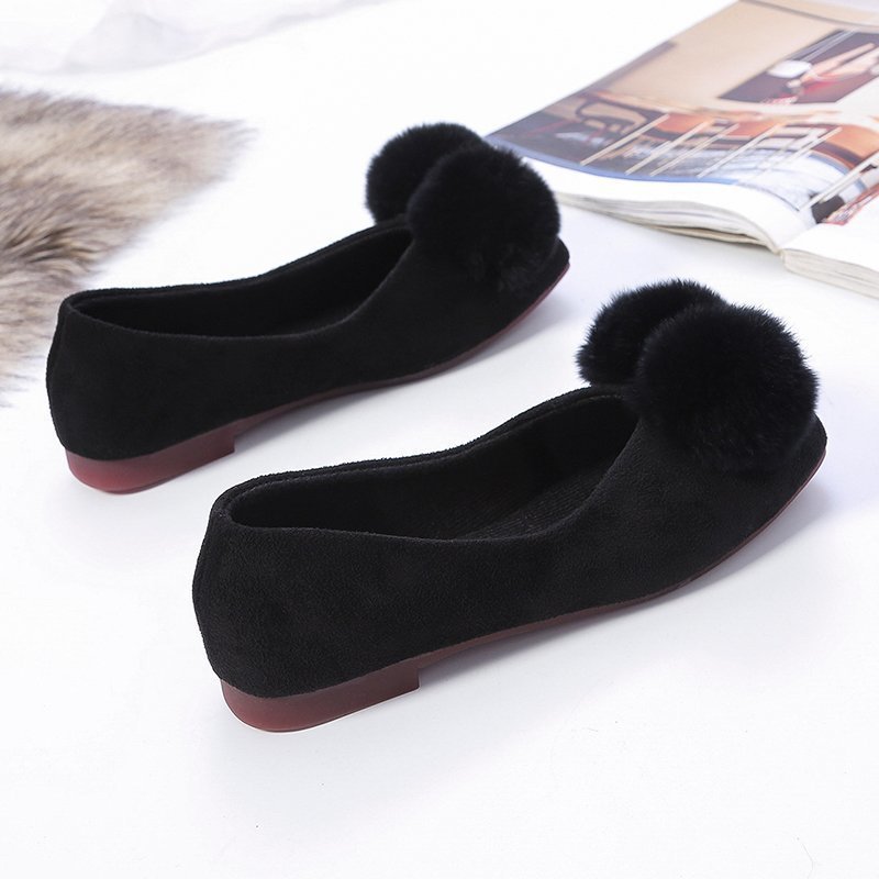 内增高豆豆鞋女春秋真皮软底毛毛鞋时尚休闲浅口尖头加绒棉鞋中跟