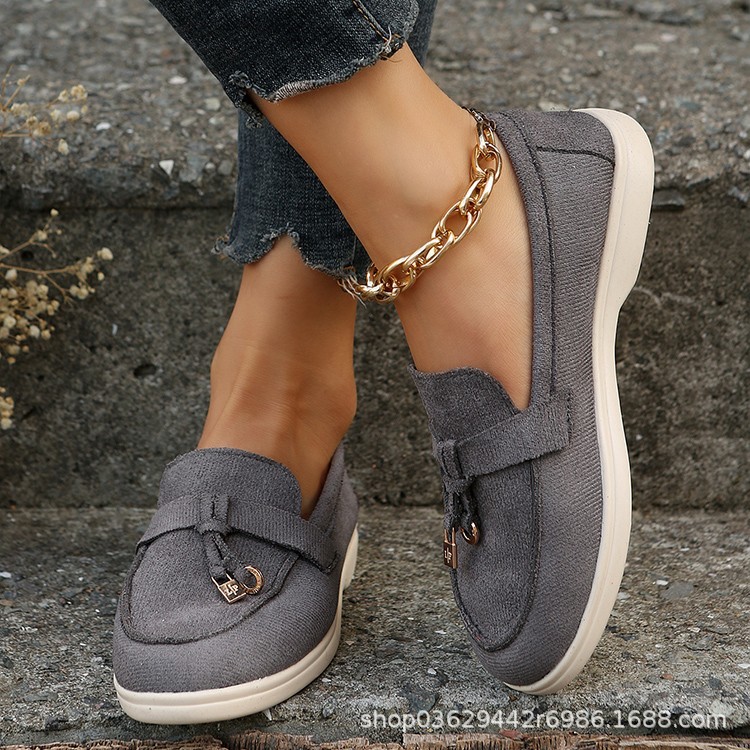 大码女鞋41到43显脚小平底鞋女士前脚掌加宽特舒适2025新款豆豆鞋