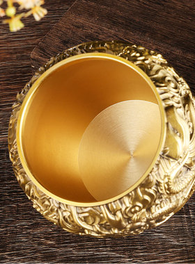 黄铜九龙茶叶罐密封高档金属办公室桌面纯铜摆件金属装饰存储罐子