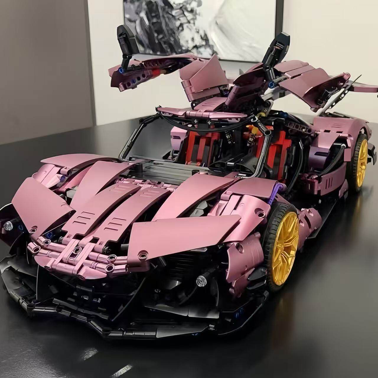 兼容乐高电镀紫阿波罗太阳神赛车模型拼装积木高难度男孩汽车玩具