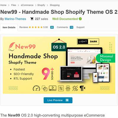 陶瓷竹藤编和其他手工艺品New99 Shopify独立站主题模版2.1.1