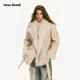 Vone 通勤气质设计高级 复古宽松大翻领机车外套女新款 SheeE 美式