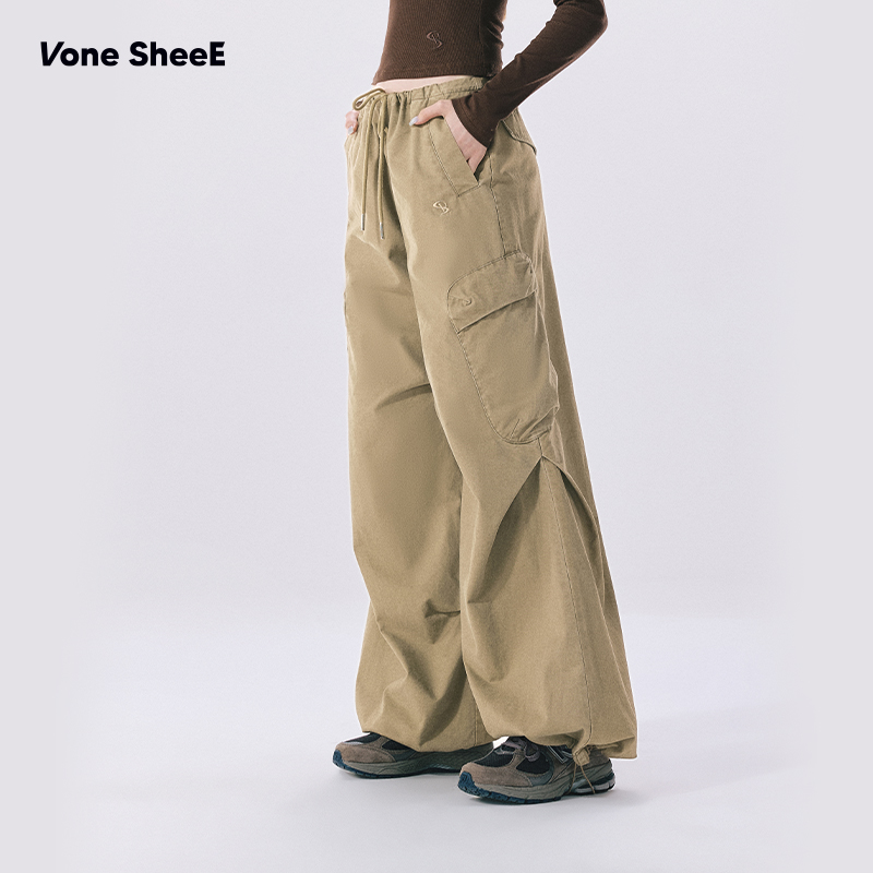 Vone SheeE 美式复古辣妹工装伞兵裤女2025新款宽松百搭休闲长裤