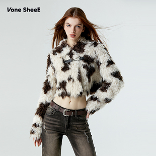 辣妹环保仿皮草毛毛外套短款 美式 女小个子2025秋冬女 SheeE Vone