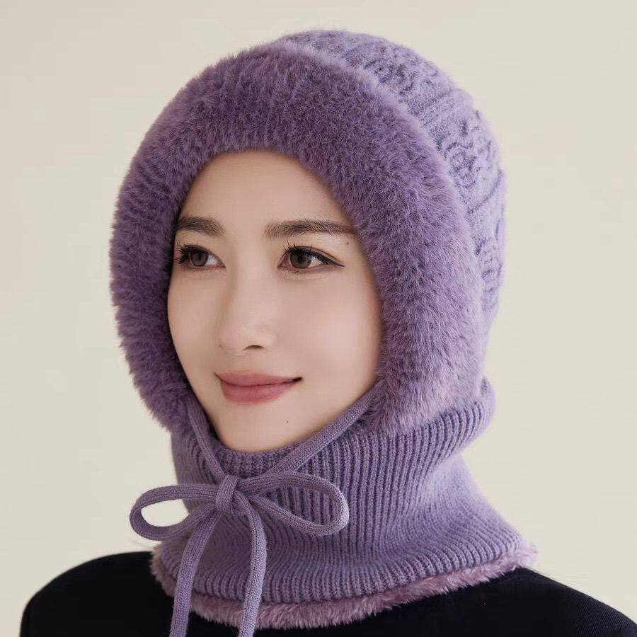 帽子女冬连体帽中老年人