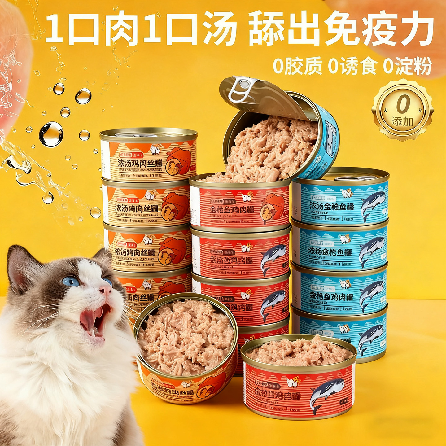 猫罐头主食罐补充营养猫咪零食成幼猫增肥发腮湿粮条24罐整箱