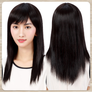 假发全头套女长发假发套仿真人发丝中长款黑长直自然发型女式日常