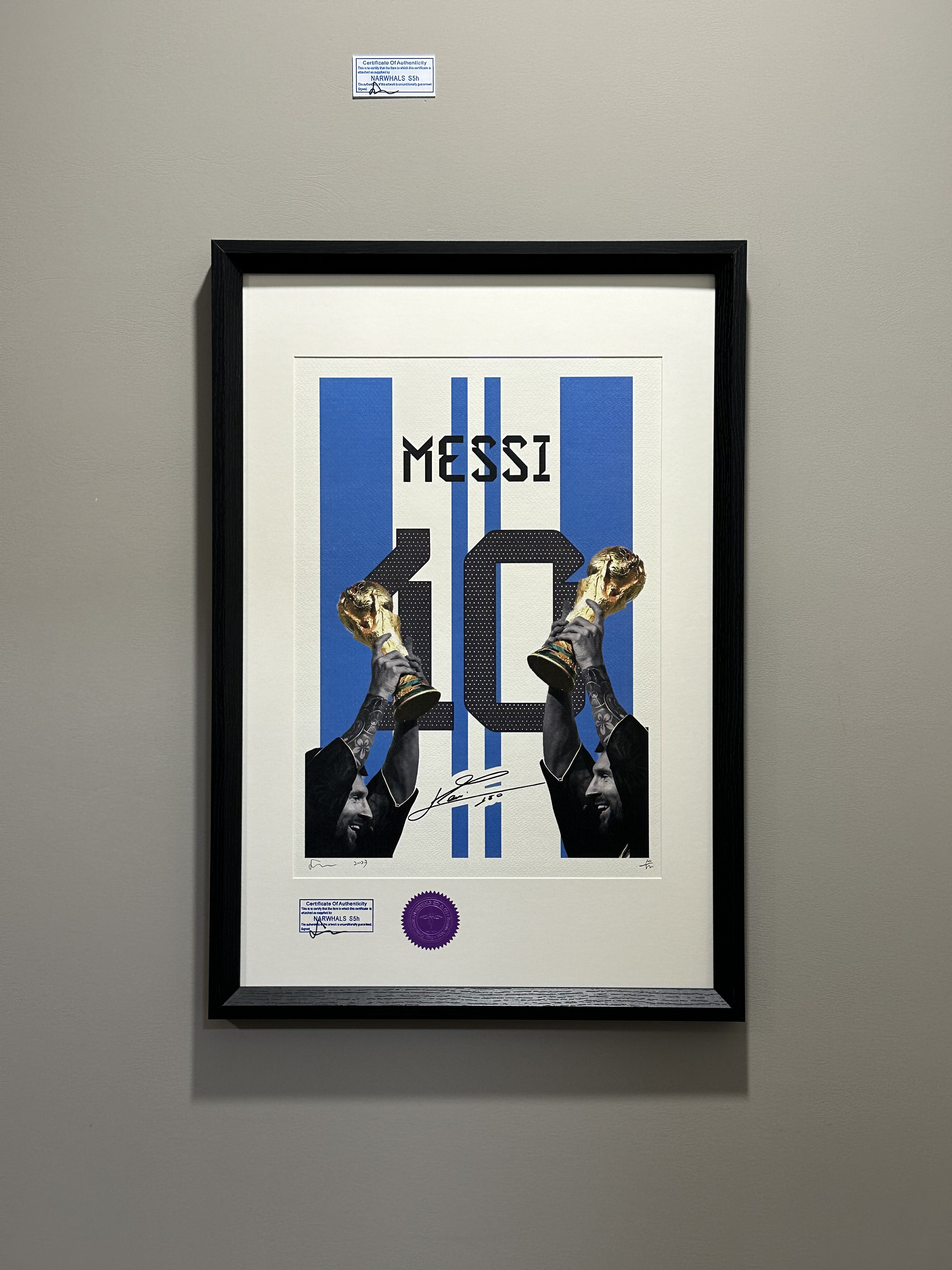 S5h正品限量版画足球世界杯梅西Messi捧杯潮流艺术挂画客厅装饰画