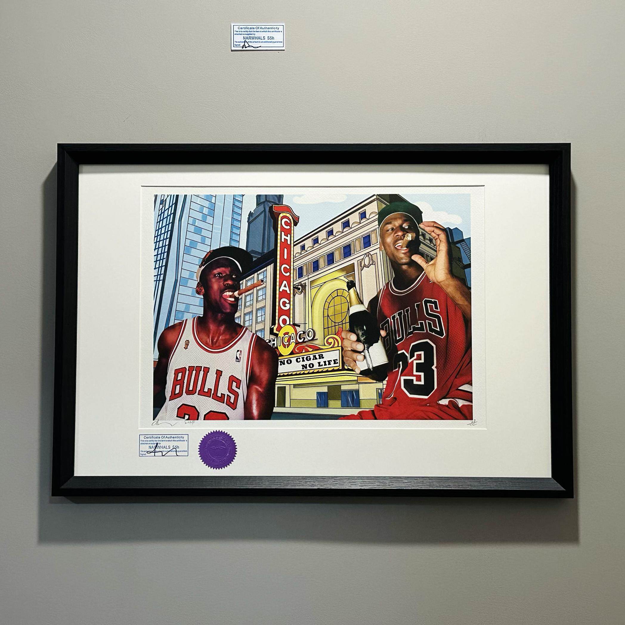 S5h正品限量版画 NBA芝加哥公牛迈克尔乔丹 & 雪茄元素客厅装饰画