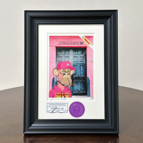 S5h正品限量潮流版画 无聊猿 古巴雪茄 客厅玄关装饰画 艺术摆件