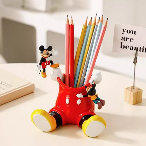 小红书同款米奇提裤子ins风童趣可爱简约学生笔筒轻奢高档大容量女孩化妆刷收纳桶手机支架桌面多功能小摆件