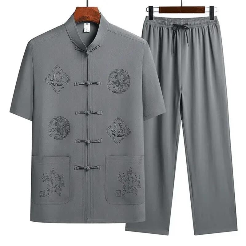 夏以服装商行2爸爸夏季唐装套装新中式爸爸装爷爷装父亲节礼物